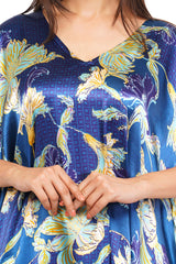 Blue Floral Short Kaftan with strings on the inside               