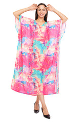 Pink Marbal Long Kaftan with strings on the inside