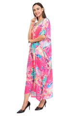 Pink Marbal Long Kaftan with strings on the inside