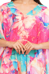 Pink Marbal Long Kaftan with strings on the inside