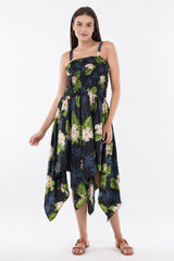 White Flower Smock Flare dress     