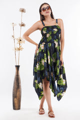 White Flower Smock Flare dress     