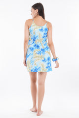 Blue Beach Baby Doll Dress with Scrunchy