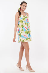 Tropical Flamingo Baby Doll Dress with Scrunchy      