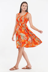 Sunrise Orange Short Smock Dress      