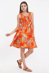 Sunrise Orange Short Smock Dress      