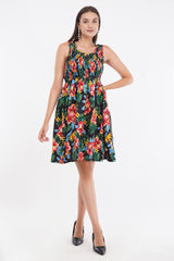 Tropical Flowers Short Smocked Dress