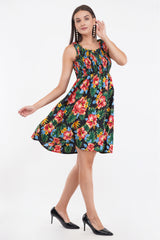 Tropical Flowers Short Smocked Dress