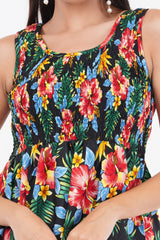 Tropical Flowers Short Smocked Dress