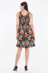 Tropical Flowers Short Smocked Dress