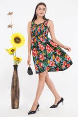 Tropical Flowers Short Smocked Dress