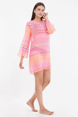 Neon Pink Beach Throw Kurti     