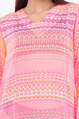Neon Pink Beach Throw Kurti     