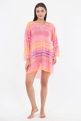 Embroidered Neon Pink Beach Throw Kurti