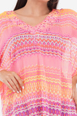 Embroidered Neon Pink Beach Throw Kurti