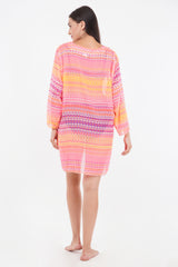 Embroidered Neon Pink Beach Throw Kurti