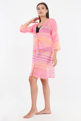 Neon Pink Front Open Kimono      