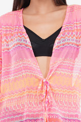 Neon Pink Front Open Kimono      
