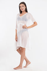 White Beach Kaftan with Lace
