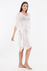 White Beach Kaftan with Lace