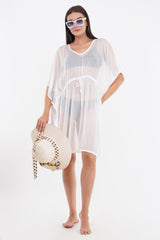 White Beach Kaftan with Lace