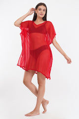 Red Beach Kaftan with Lace     