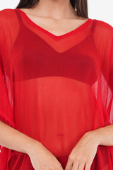 Red Beach Kaftan with Lace     