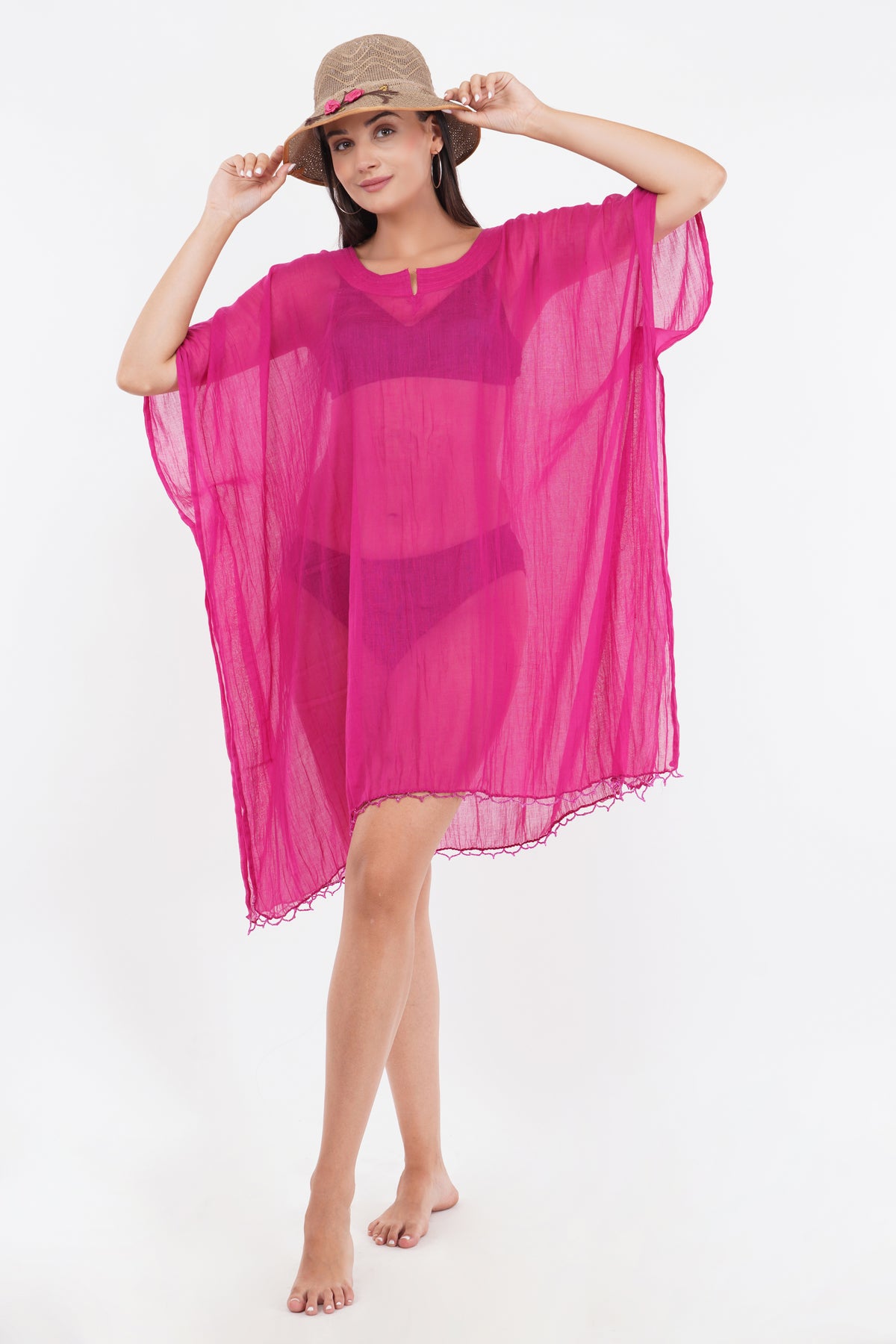 Pink Beach Kaftan with beaded Lace
