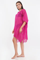 Pink Beach Kaftan with beaded Lace