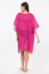 Pink Beach Kaftan with beaded Lace