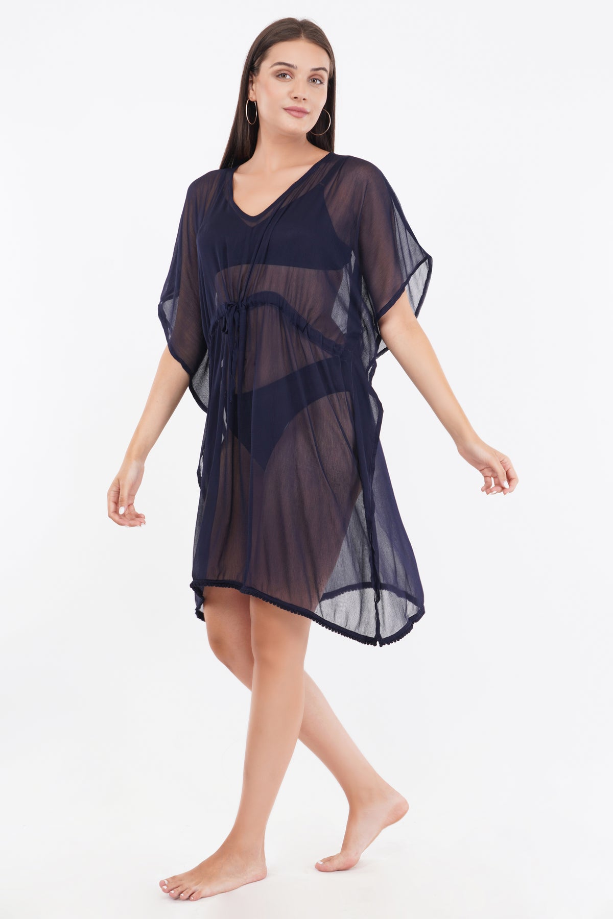Blue Beach Kaftan with Lace    