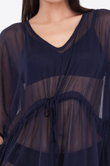 Blue Beach Kaftan with Lace    