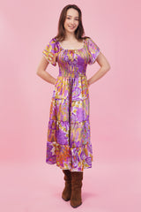 Purple Hues Long Smock Tier Dress