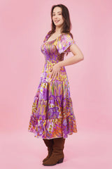 Purple Hues Long Smock Tier Dress