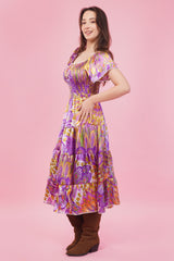 Purple Hues Long Smock Tier Dress