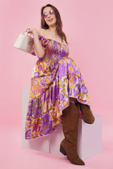 Purple Hues Long Smock Tier Dress