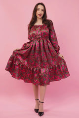 Fuchsia Flared Long Tier Dress                               