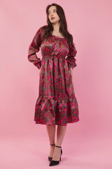 Fuchsia Flared Long Tier Dress                               