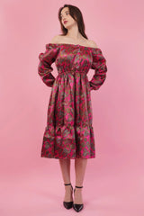 Fuchsia Flared Long Tier Dress                               