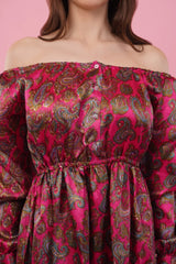 Fuchsia Flared Long Tier Dress                               