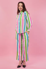 Striped Cotton Shirt & Pant Co-Ord  Set
