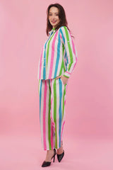Striped Cotton Shirt & Pant Co-Ord  Set