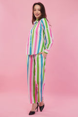 Striped Cotton Shirt & Pant Co-Ord  Set