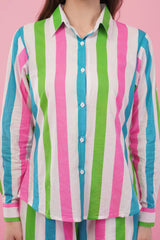 Striped Cotton Shirt & Pant Co-Ord  Set