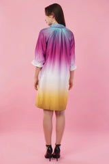 Ombre Short Shirt Dress with Belt