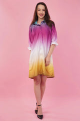 Ombre Short Shirt Dress with Belt