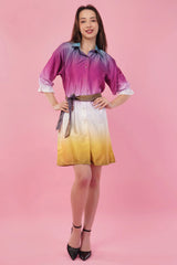 Ombre Short Shirt Dress with Belt