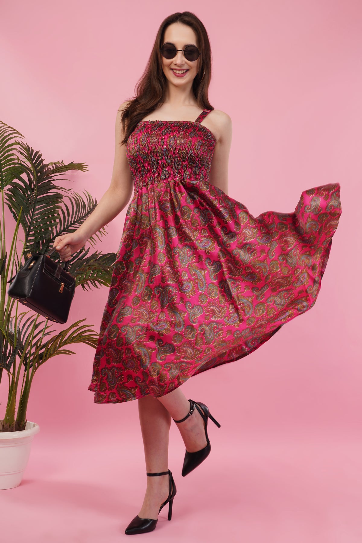 Fuchsia Long Smock Tier Dress