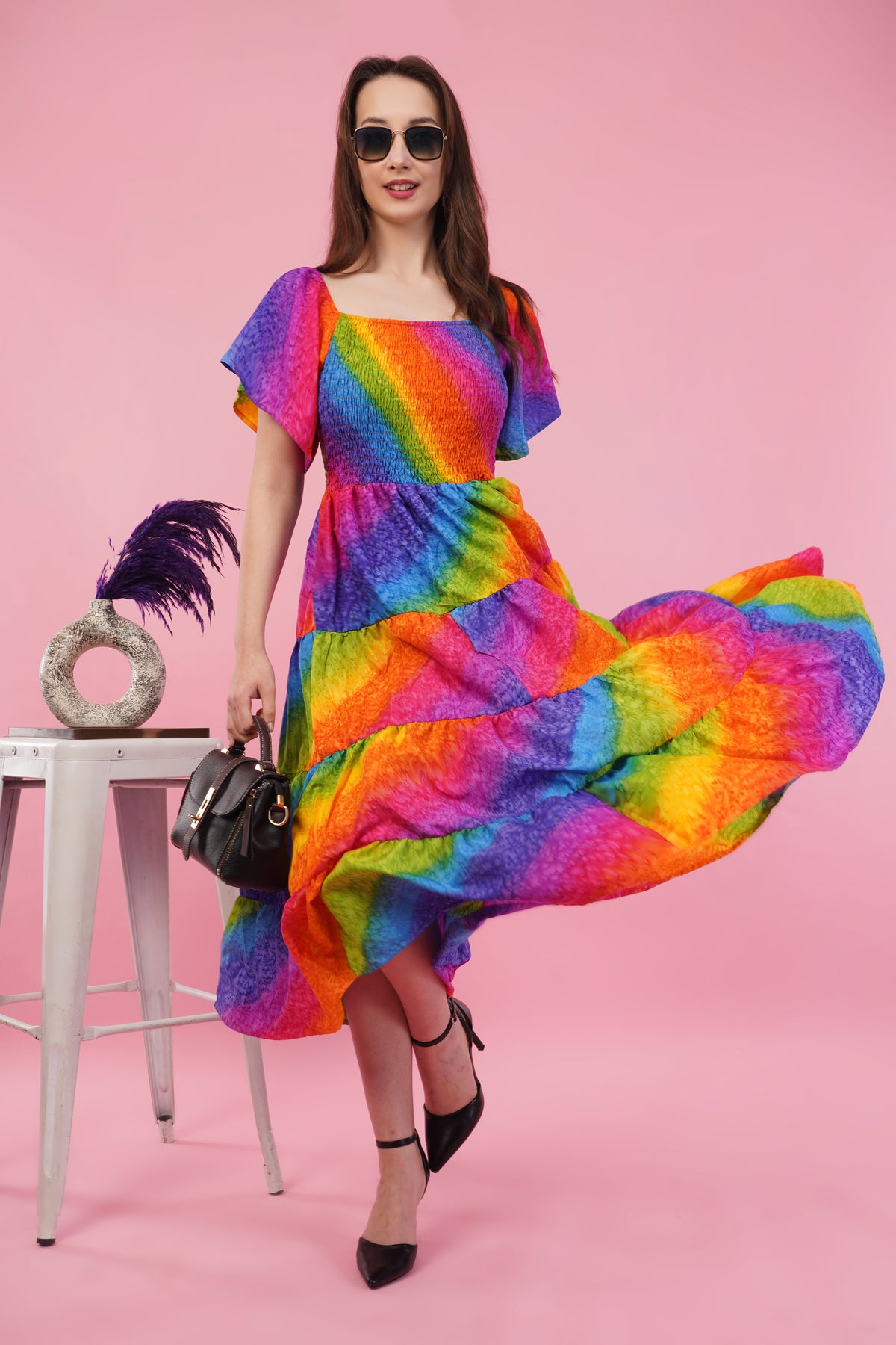 Prismatica Long Smock Dress