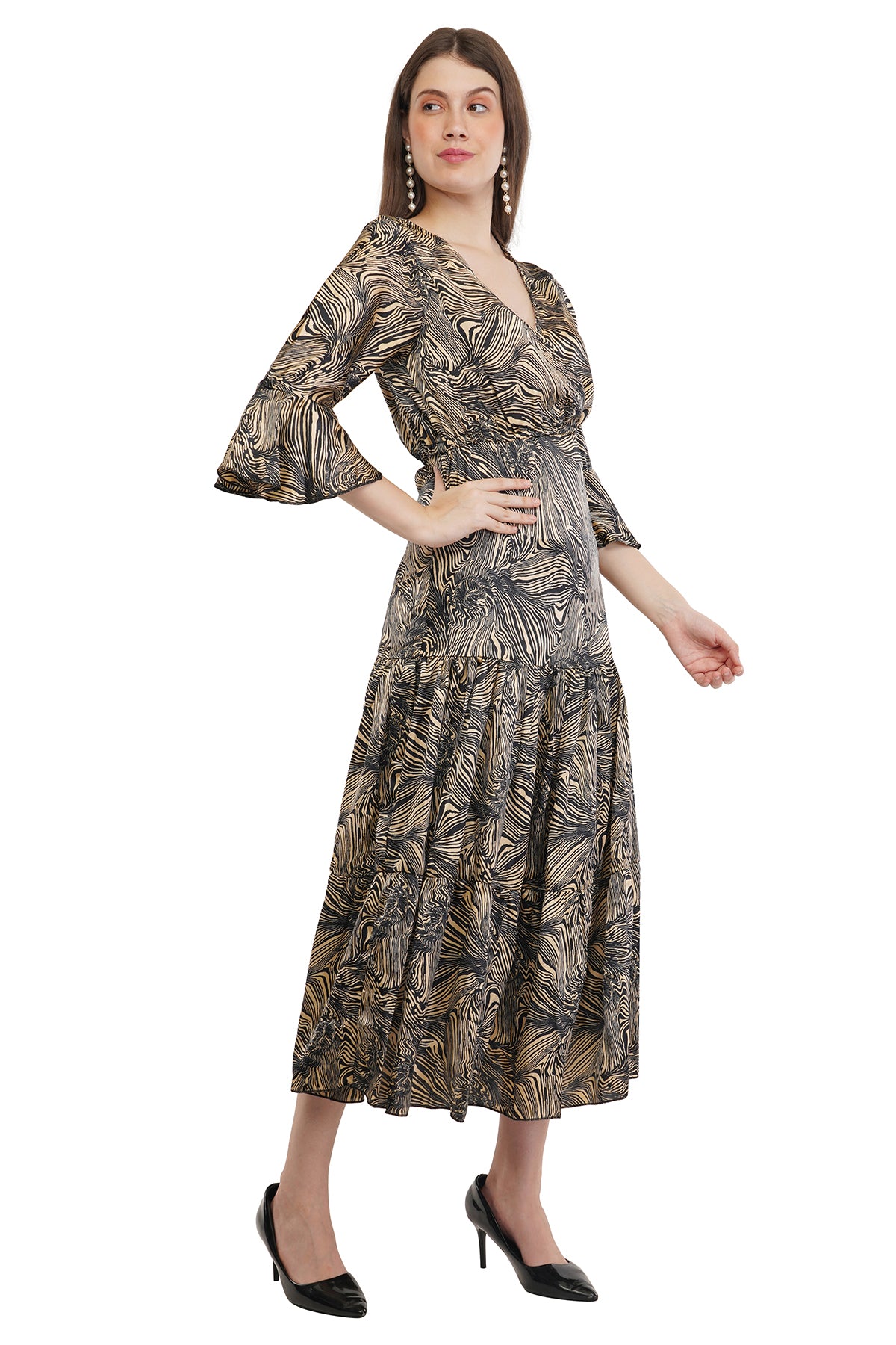 Selena Flared Long A-Line Tier Dress